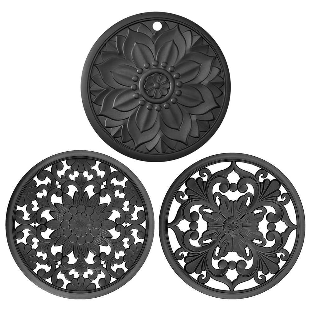 Hndhbfgrt For Non-Slip Heat Pot Holders 3pcs Silicone Trivet Mat for Hot Pan Shapes for Dining Table Kitchen Countertop Tablecloth