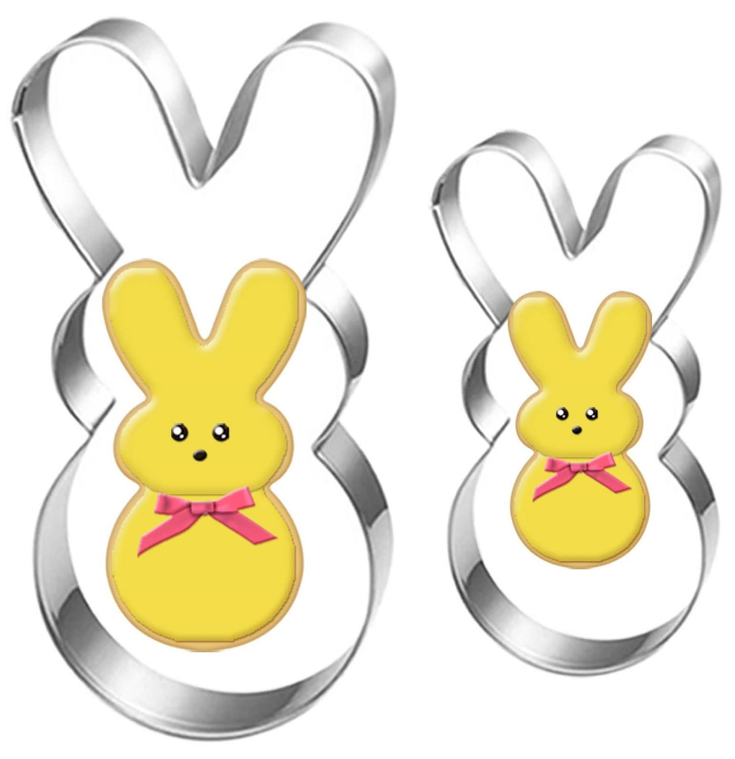 UKoosien Neu Osterhasen Ausstecher Set-2 Stück-Groß 10cm-Klein 8cm-Ostern Ausstechformen Plätzchen Ausstecher Linzer Frühling Keksausstecher für Kinder