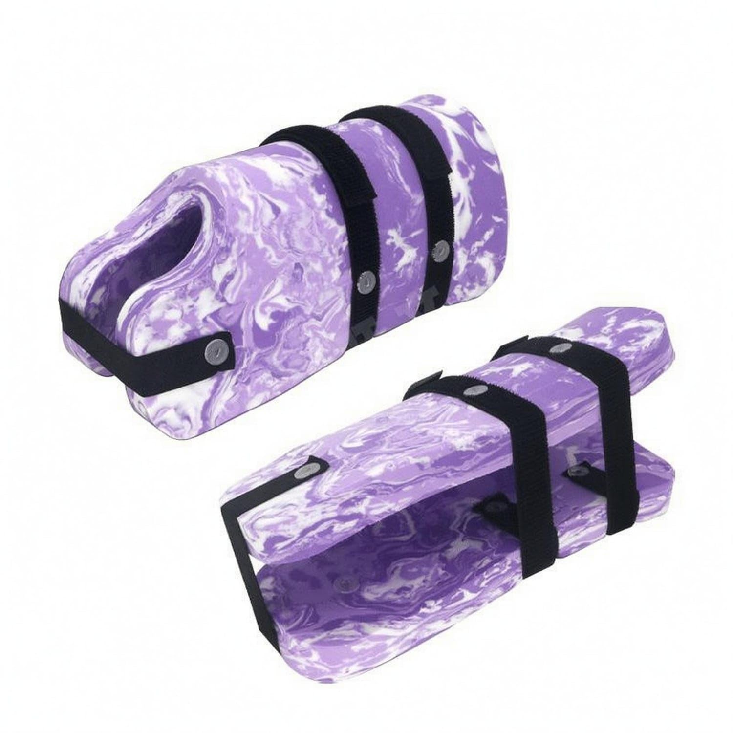 Snap-Button Ankle Buoyant Cuffs Wraparound Straps Floating Ankle Cuffs Padded Soft Buoyant Bands Marbled Design for Swimming Practice, Camo Purple White, Long-image-37