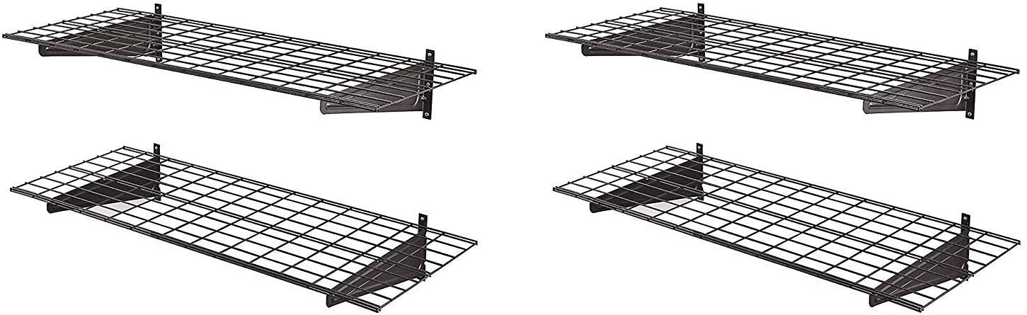 Muscle Rack HWS4818-2PKSV Heavy-Duty 48" Wall Shelf, 11" Height, 96" Width, 18.0" Length, (2 X Pack of 2)
