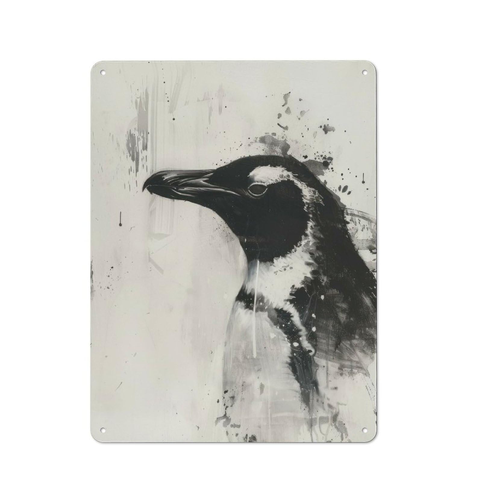 Junmoney Penguin Painting Simple Retro Tin Sign 40X30cm, Office Wall Decor For Hobby Room, Office, Lounge Or Living Room