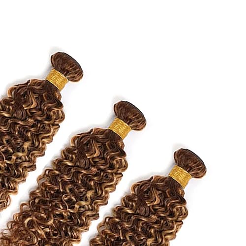 Miniatura 6 de Extensiones de cabello humano rizado tipo afro P427 con reflejos rubio miel, extensiones de cabello virgen brasileño de grado 8A, doble trama, suave