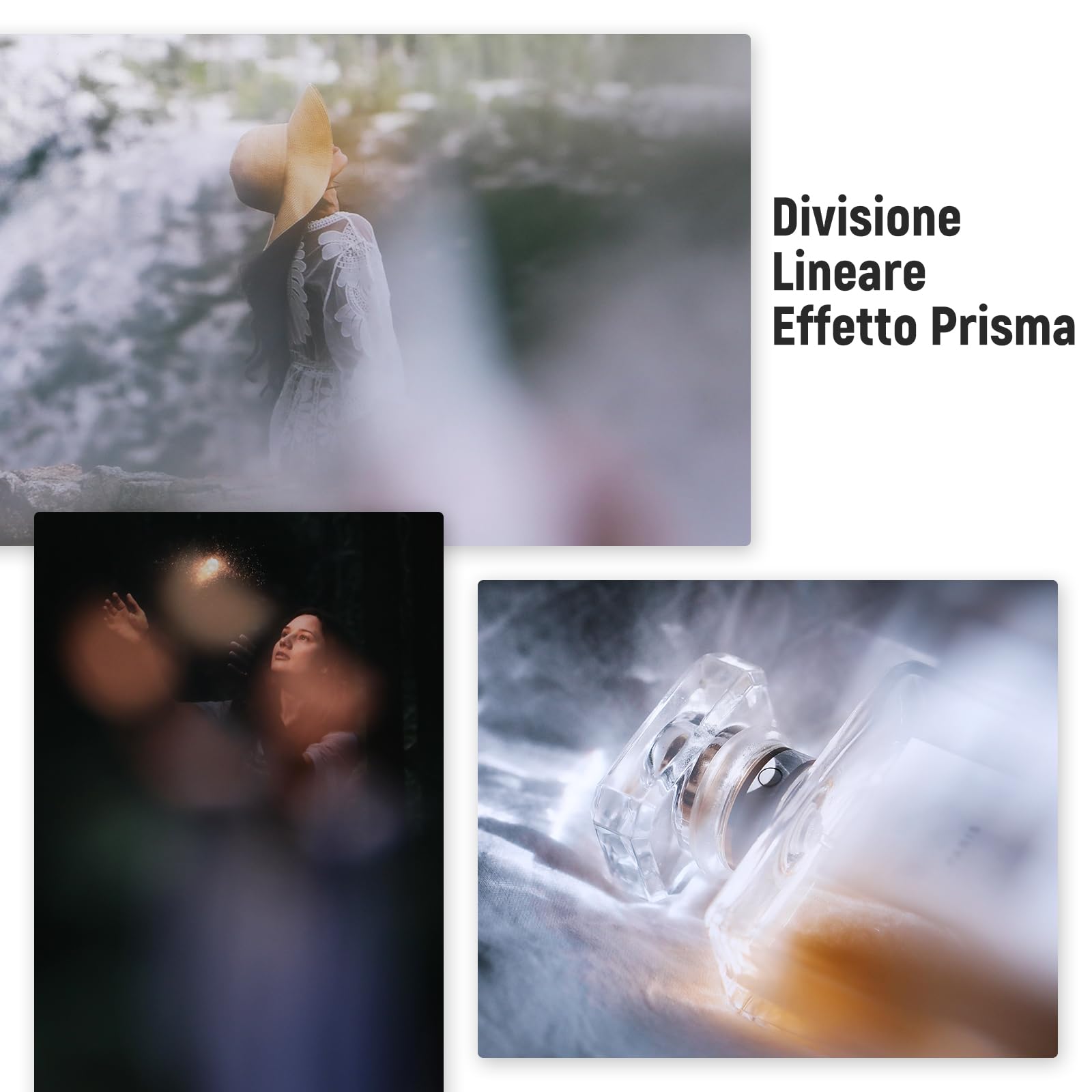 NEEWER 79mm Filtro Effetto Diottrico Diviso Filtro Prisma a Mezza Cupola con Maniglia, Foro per Vite 1/4" per Broccio Magico Mini Treppiede, Vetro Ottico BK9 Semicircolare per Sfocatura in Primo Piano