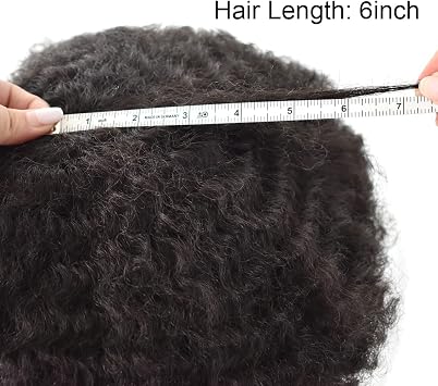 Afro Toupee For Men Hair Units Full French Lace Curly メンズ ヘアピース アフロ ブラジリアン 人毛 交換システム 黒人男性用 ウィッグ 8X10 1B# オフ ブラック 8mm ウェーブ
