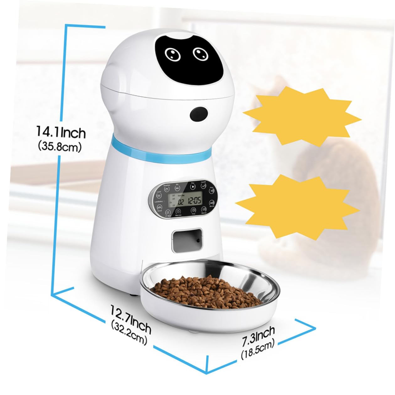 ifundom Comedero Inteligente para Mascotas Automático Temporizado con 3.5l Capacidad, Contenedor de Acero Inoxidable, Alimentación Programada para Perros y Gatos, Adecuado para Uso