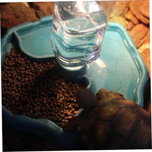 Miniatura 6 de Plato de agua para reptiles 2 en 1 y plato de comida con botella, cuenco de agua de recarga automática para tortuga, cangrejo ermitaño, tortuga,
