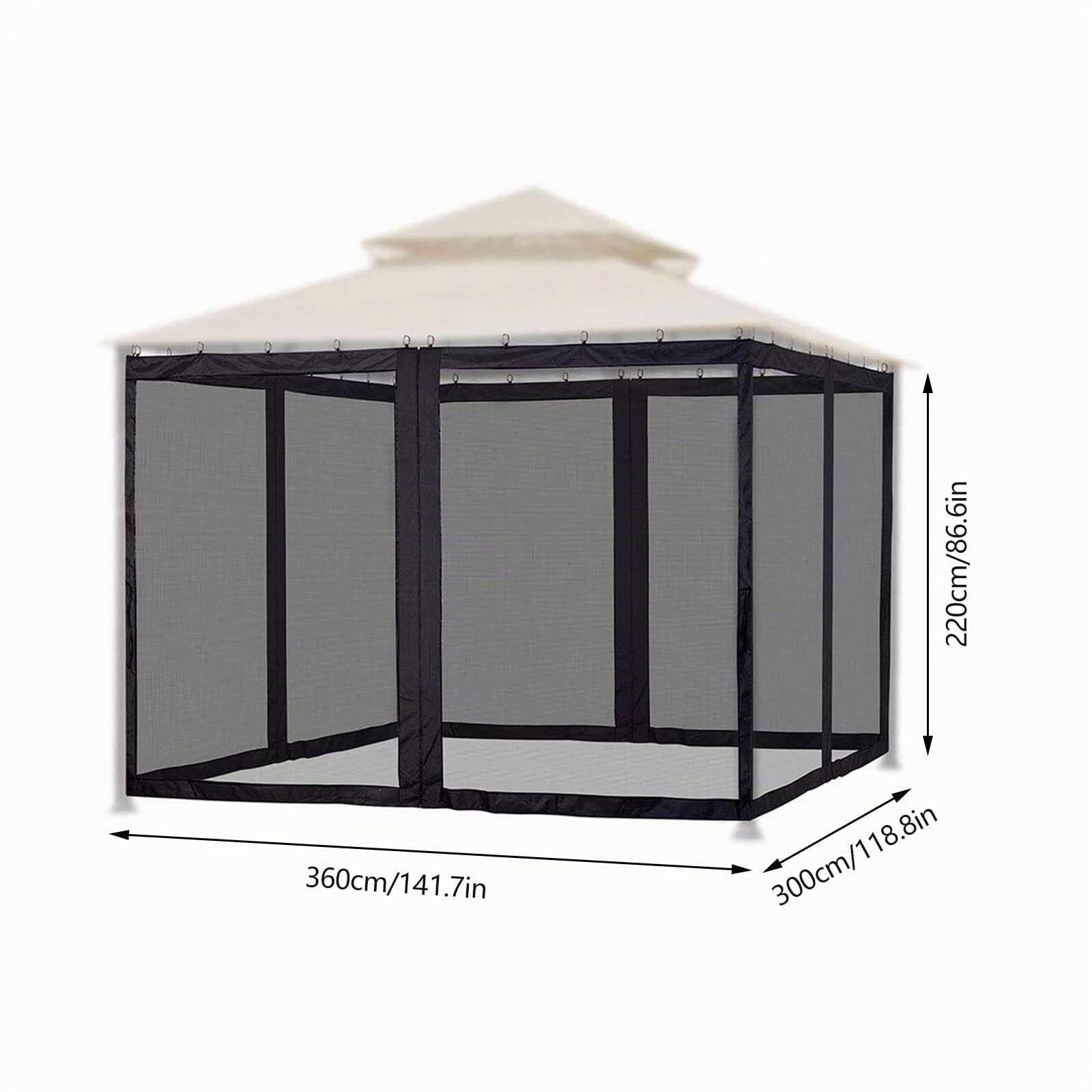 BestAlice Moustiquaire avec Fermeture Éclair pour Auvent de Camping Tente avec Moustiquaire pour Patio Gazebo Auvent et Tente pour Camping en Plein Air et Jardin(A-300x360x220cm)