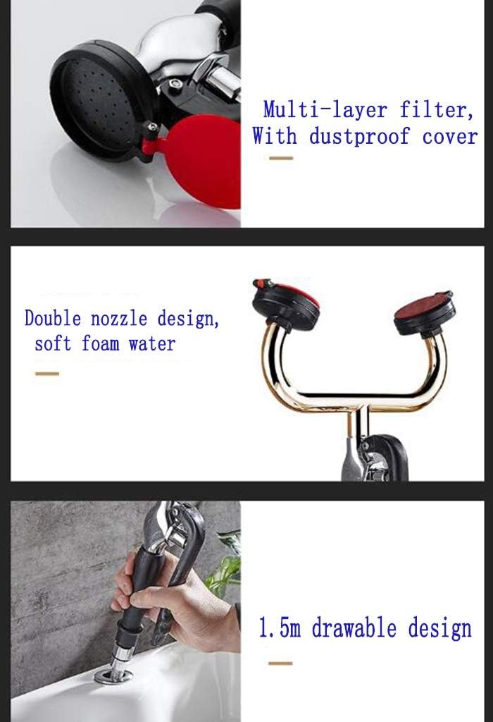 Adjustable Hose Eye Washer, Emergency Eyewash Station Handheld Shower with 1.5m Stainless Steel Hose for Lab and Industrial Use, Double Nozzle