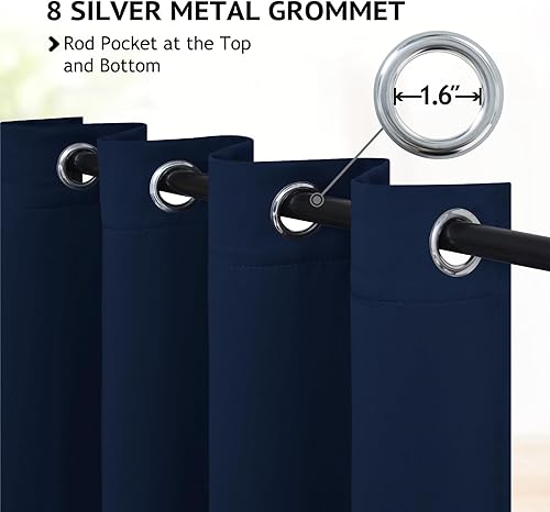 Miniatura 2 de COSVIYA Cortinas opacas con ojales para oscurecer la habitación, color azul marino, 90 pulgadas de largo, poliéster grueso, bloqueo de luz,