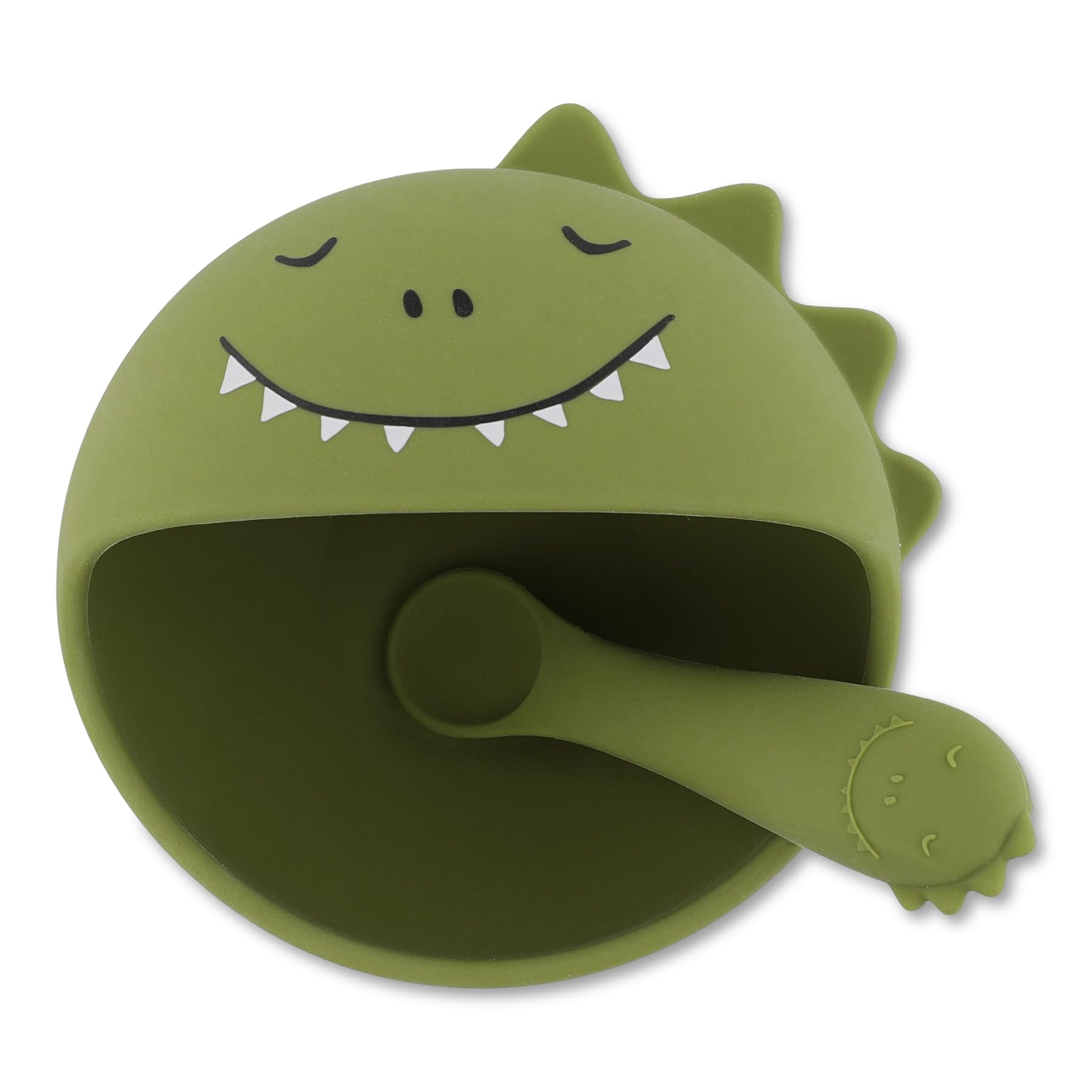 Trixie Baby zestaw obiadowy silikonowy Mr. Dino z przyssawką i łyżką
