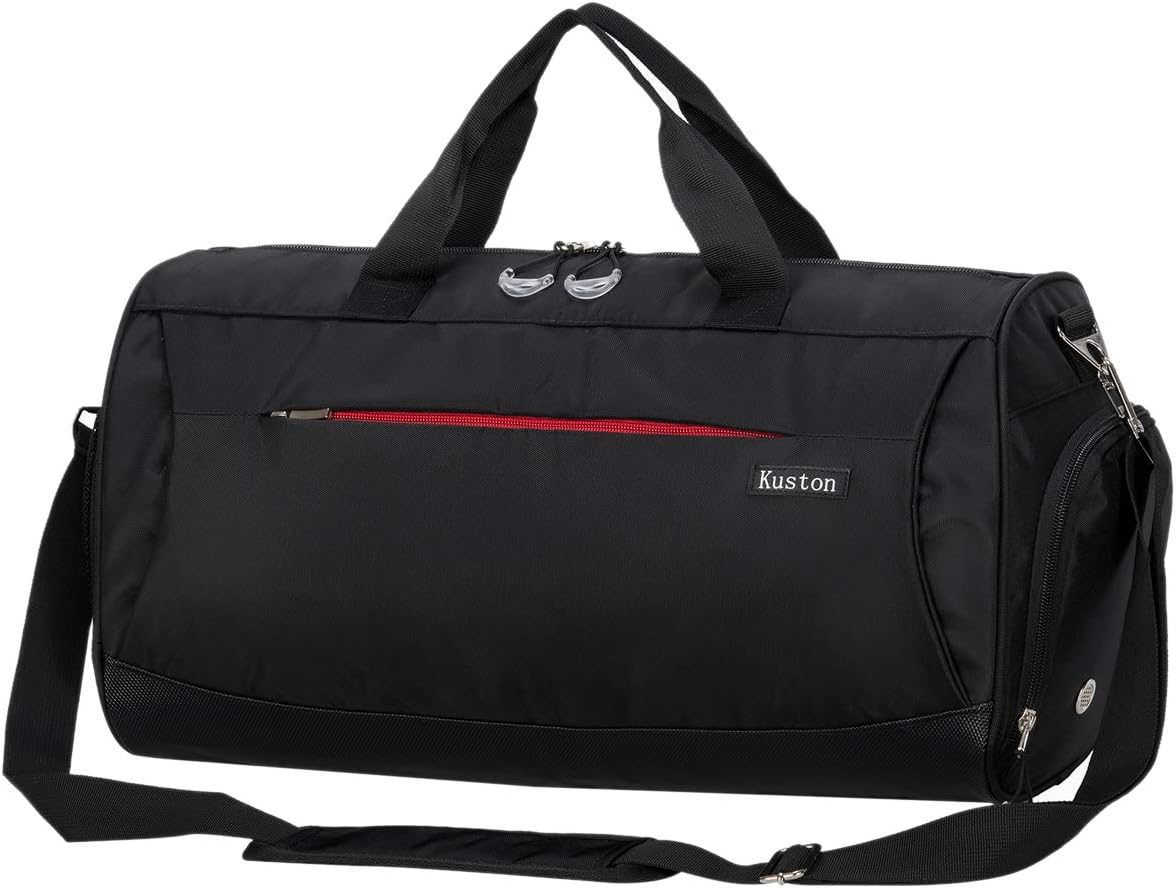 KustonSports Gym Bag with Shoes Compartment, Trolley Sleeve and Wet Pocket Gym Duffel Bag Overnight Bag