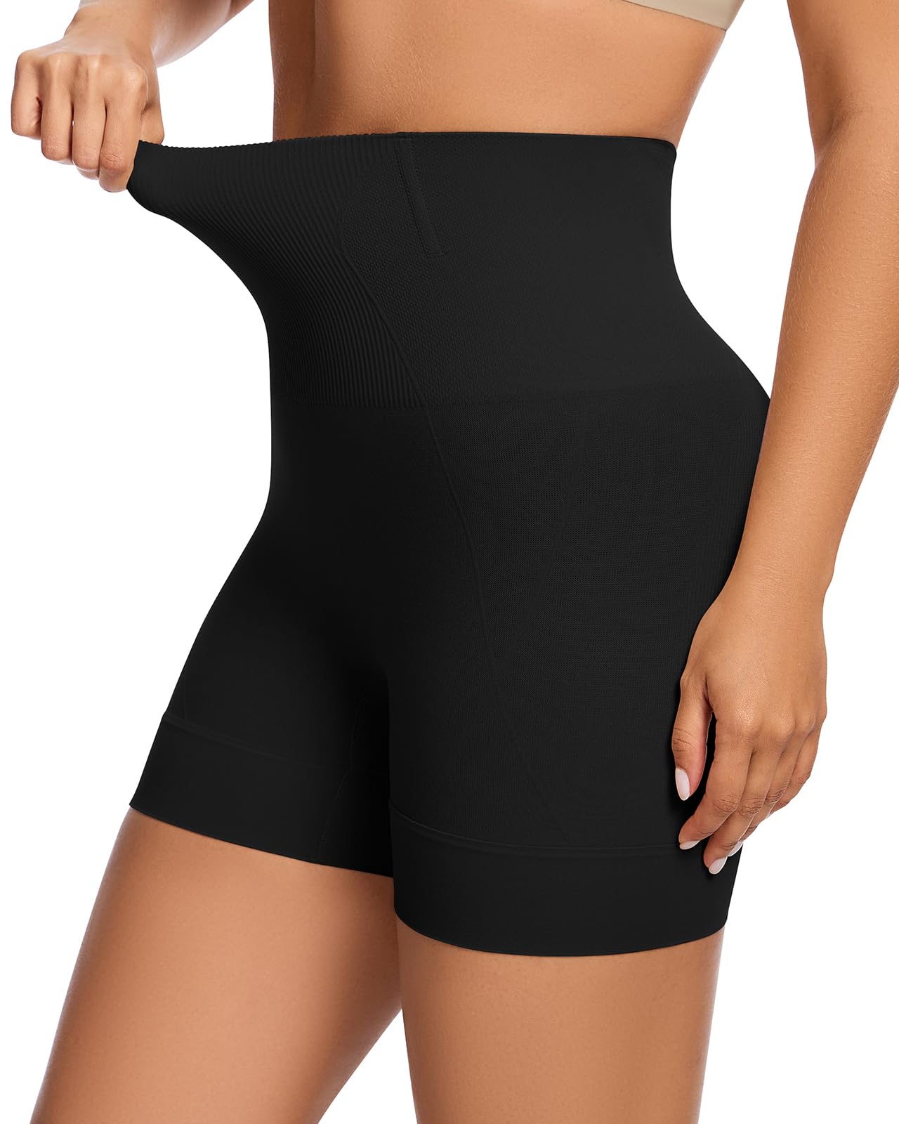 WOWENY Shapewear Shorts Mid-Waist Body Shaper Shorts Tummy Control Underwear Seamless Slip Shorts for Under Dresses