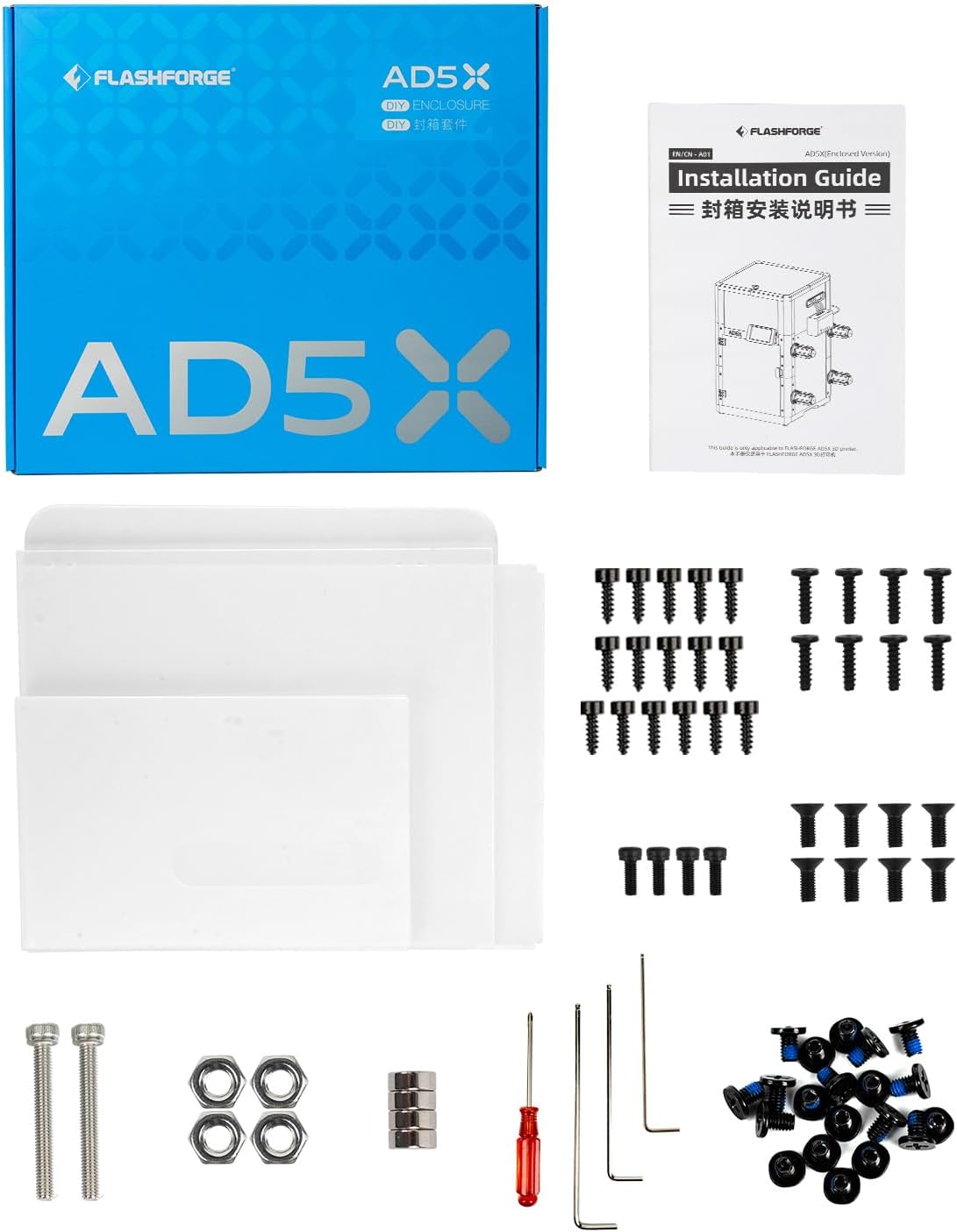 FLASHFORGE AD5X Enclosure Kit, DIY Colors & Style, Optimized Design, Reduced Noise and Odor, Suitable for High-Temperature Filament Printing