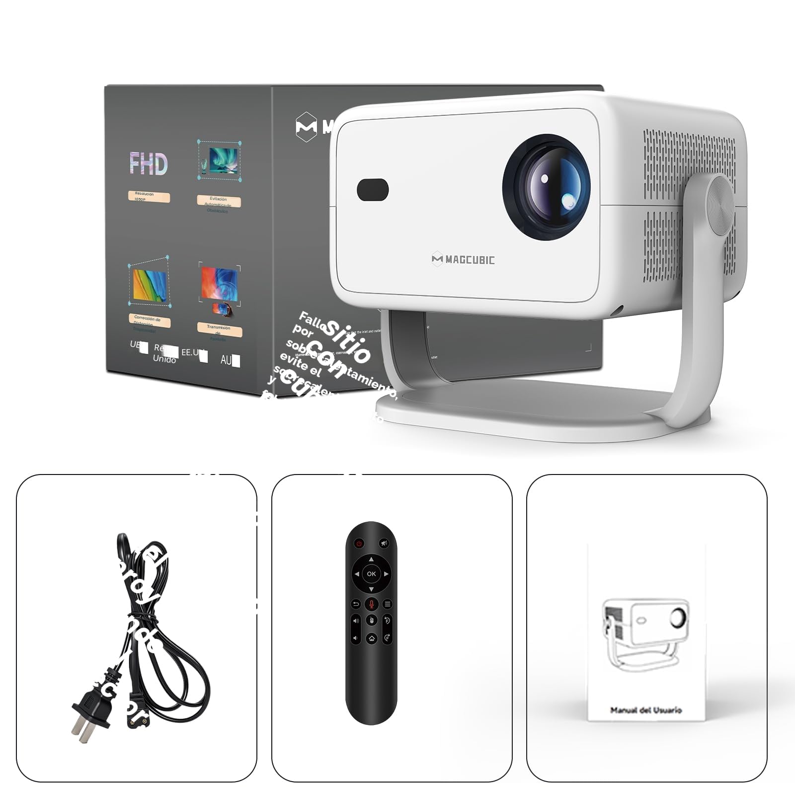 Magcubic Mini Proyector 4K Portatil 1080P Nativo & 400 ANSI Lumen, Android 14, WiFi 6 BT 5.4, Rotacion 180, Enfoque Electrico, HDMI USB, Cine en Casa Exterior Camping, Diseno Futbol WM 2026 (L018)