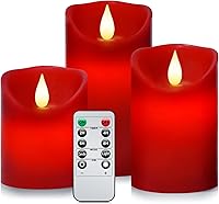 Vista 10 de Velas sin llama impermeables con control remoto 2PACK (D3''*H5.5'') Vela de pilar LED parpadeante que funciona con pilas, de plástico