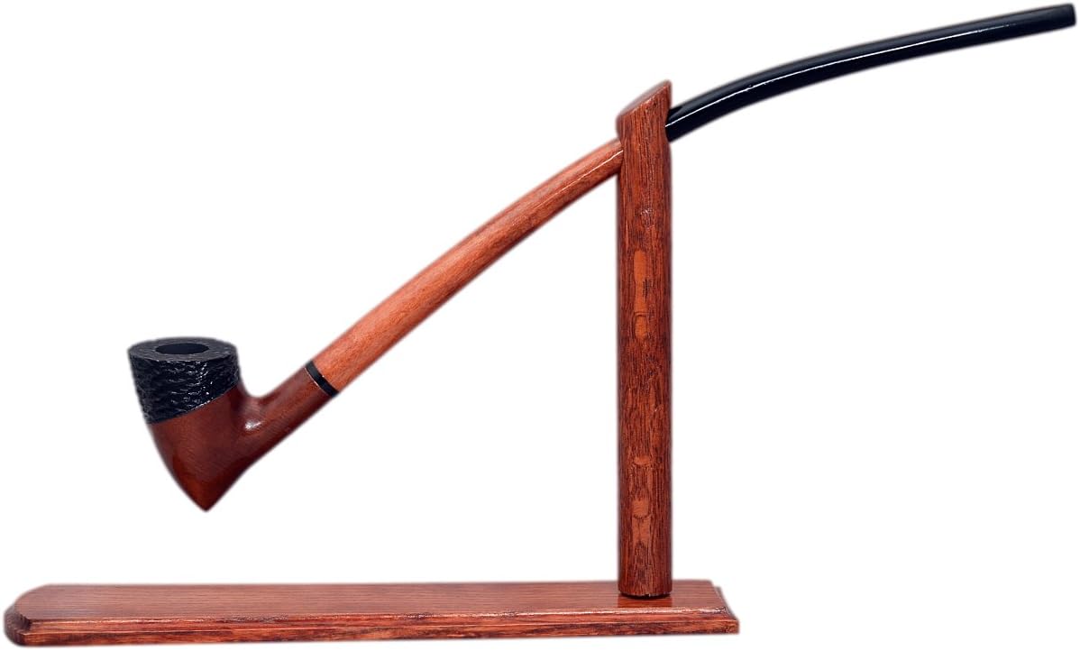 #83 Extra long orange with carved detail churchwarden tobacco smoking pipe with stand from Golden Pipe (Poland)