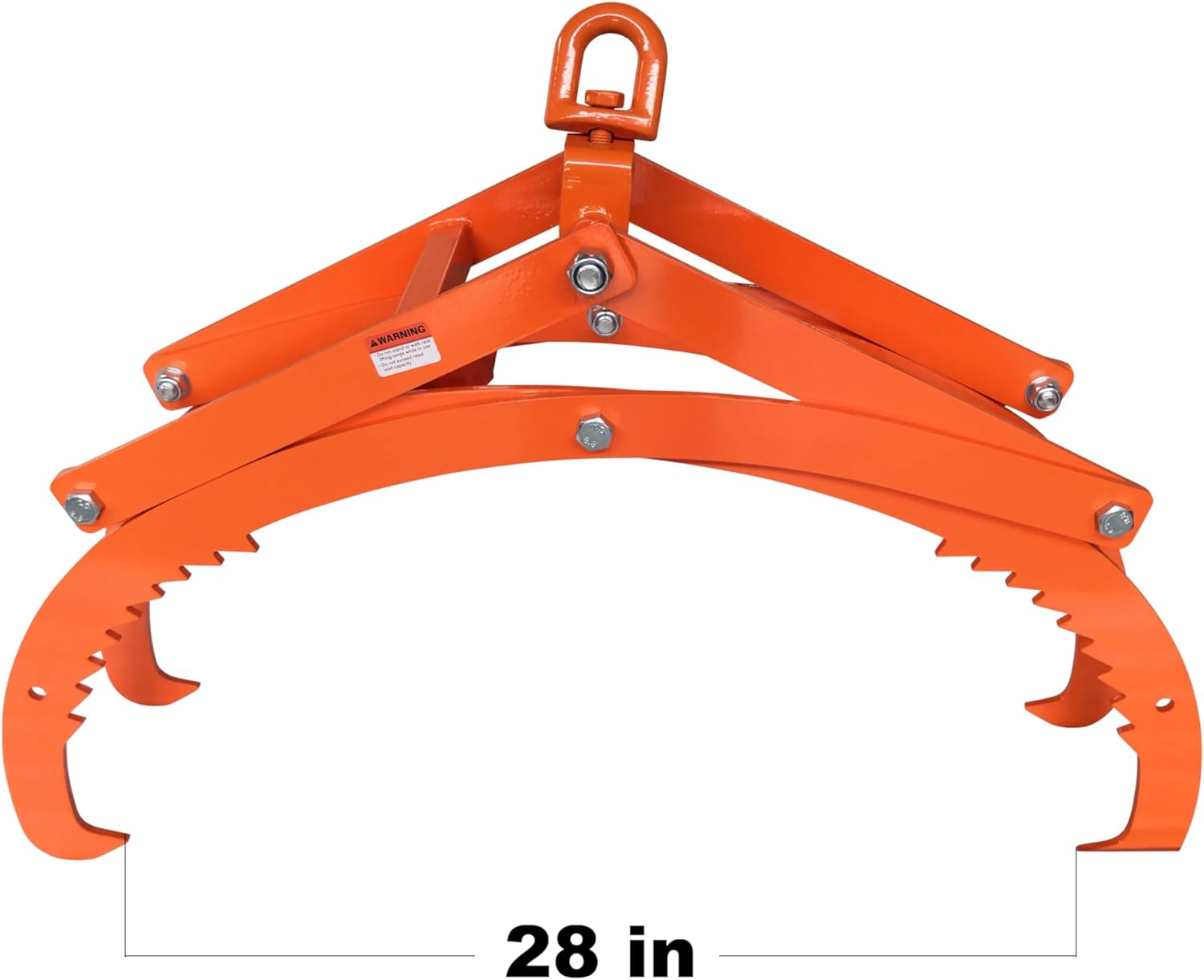 Auto-Grip/Release Orange Heavy-Duty Log & Rock Tongs, Log Lifting Tongs, 28" 360° Rotating Lifting Claw with 4-Claw Design for Tractor, Forklift, ATV – 2650 lbs Capacity