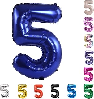 YPSelected 32 Inch Large Foil Helium Number Balloon Birthday Wedding Party 0-9 (Navy Blue, 5)