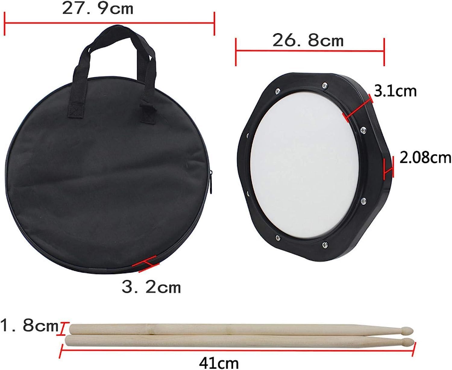 Almohadilla de Practica Caja Parche Sordo 10518H ROCKSTAR DE 8" con Parche Rebound Afinable, Funda y Baquetas. - Rockmusic