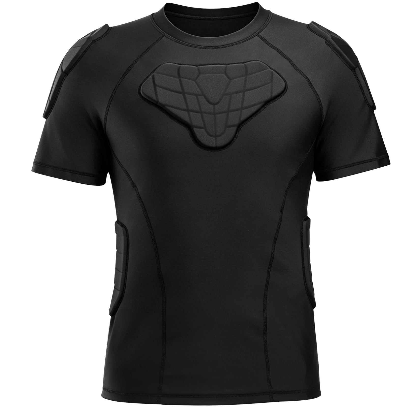 Zicac Men's Sports Shock Rash Guard Compression Padded Shirt Soccer Basketball Protective Gear Chest Rib Guards