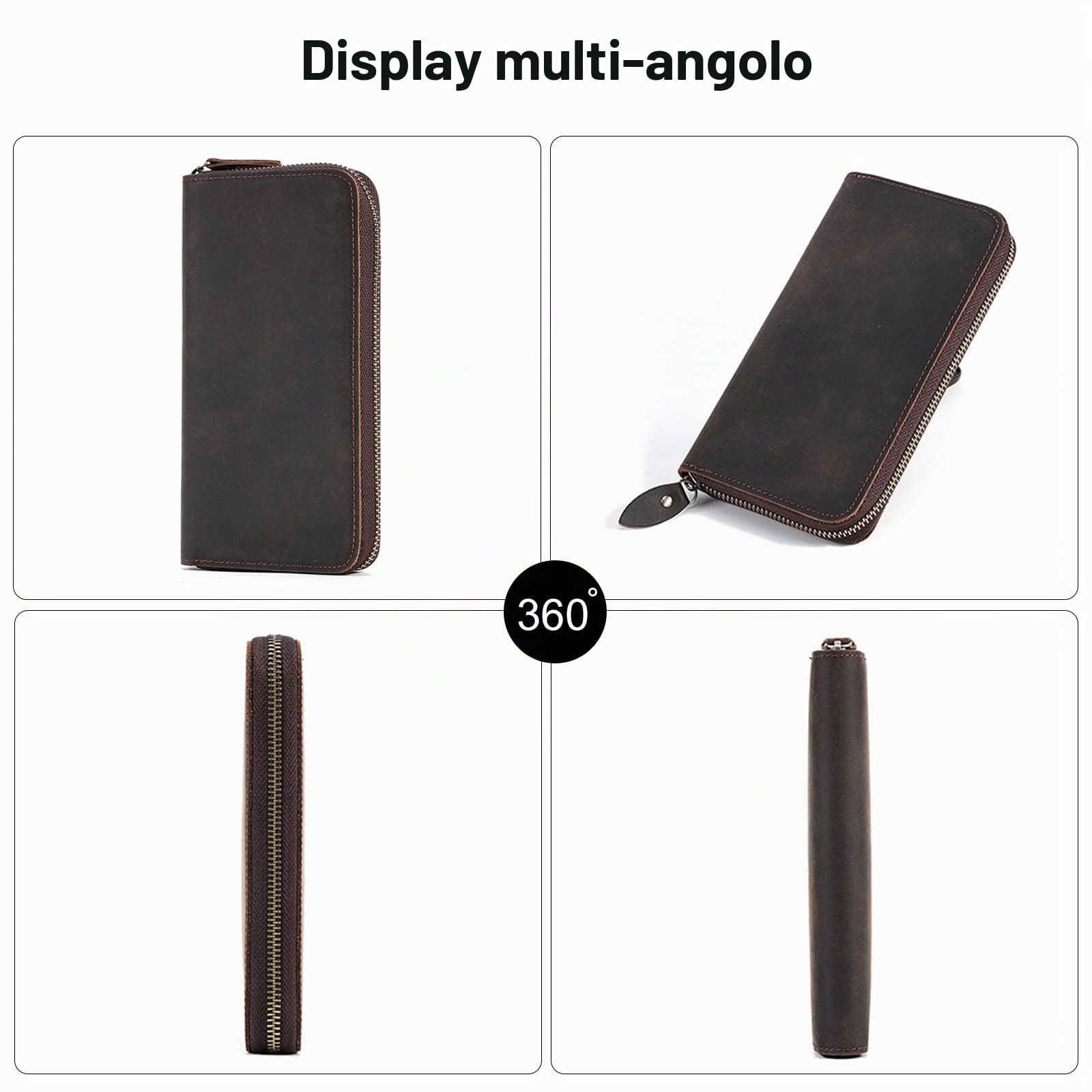 FANDARE Portafoglio Porta Carte di Credito RFID Blocking Portamonete Uomo Retrò pochette Portafogli Pelle Portafoglio con 8 Porta Carte di Credito, 2 Scomparti Banconote Portamonete Porta Tessere