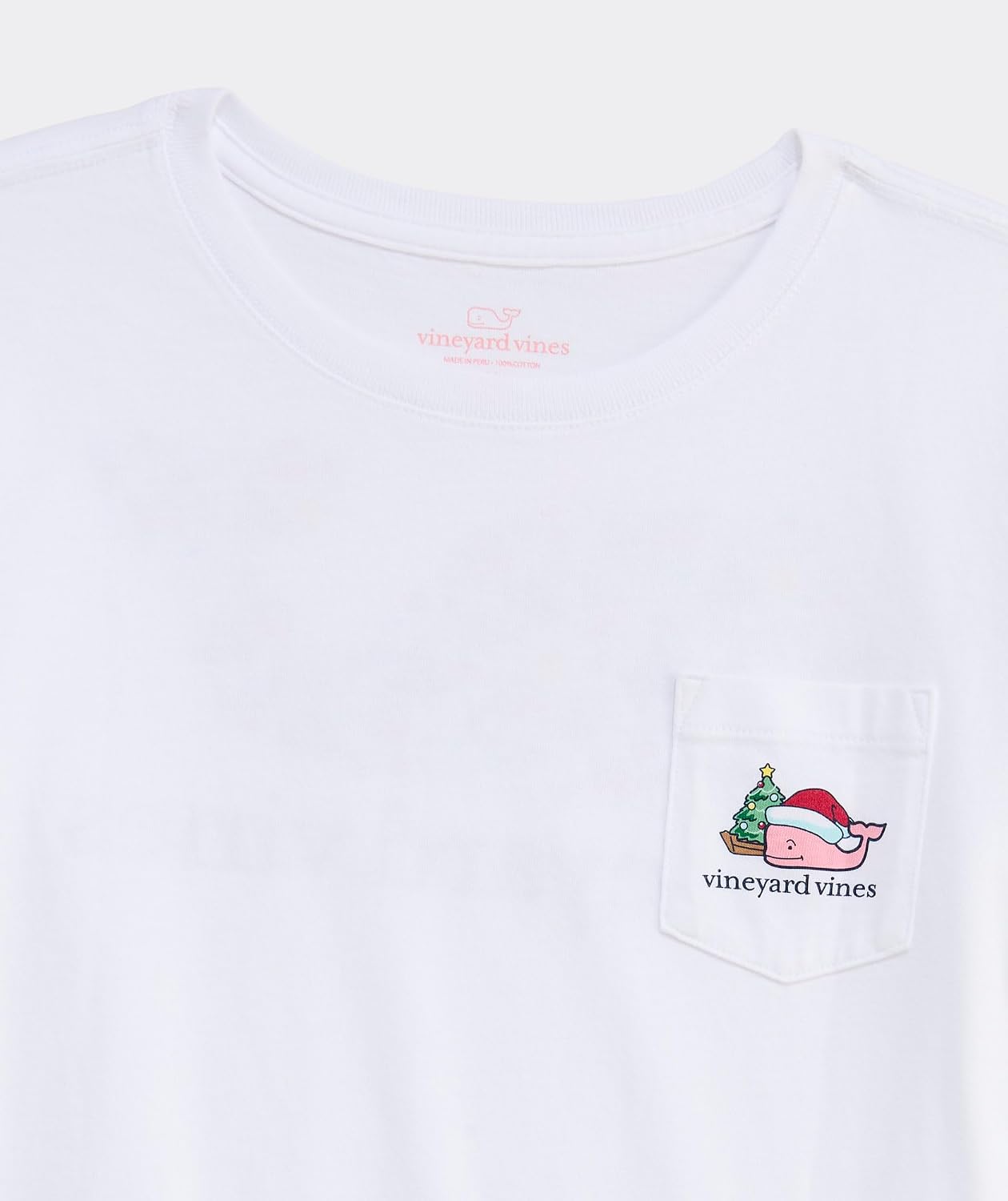 Vineyard Vines Girls' Girls' Santa Whale Icon Whale Fill Long-Sleeve Pocket Tee
