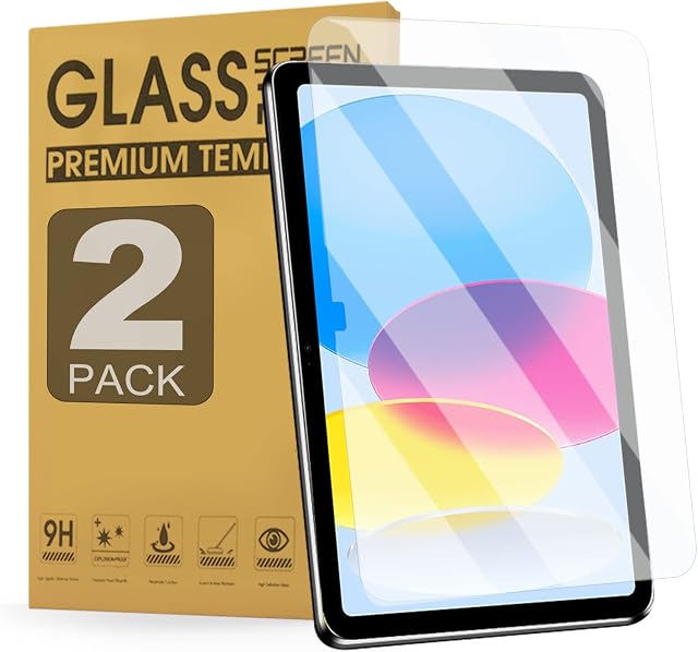 zenrich [2 Pack] Screen Protector for iPad 10th Generation (2022 New Released), iPad 10.9 inch Tempered Glass Screen Protector, 9H Hardness HD Film, Bubble Free & Case Friendly