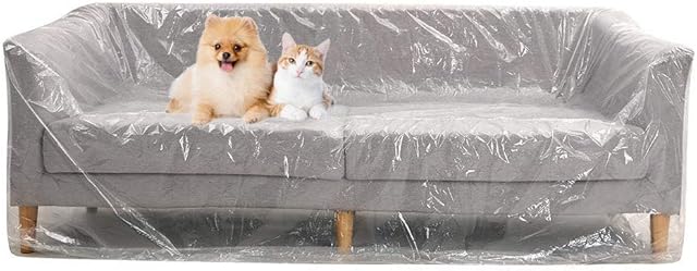 DECARETA Plastic Sofa Cover,Large Sofa Storage Cover,Plastic Sofa Dust Covers,Sofa Protector Bags Plastic Couch Covers,Painters Drop Cloth for Protection,Plastic Sofa Covers for Bed,Sofa,Couch,Ground