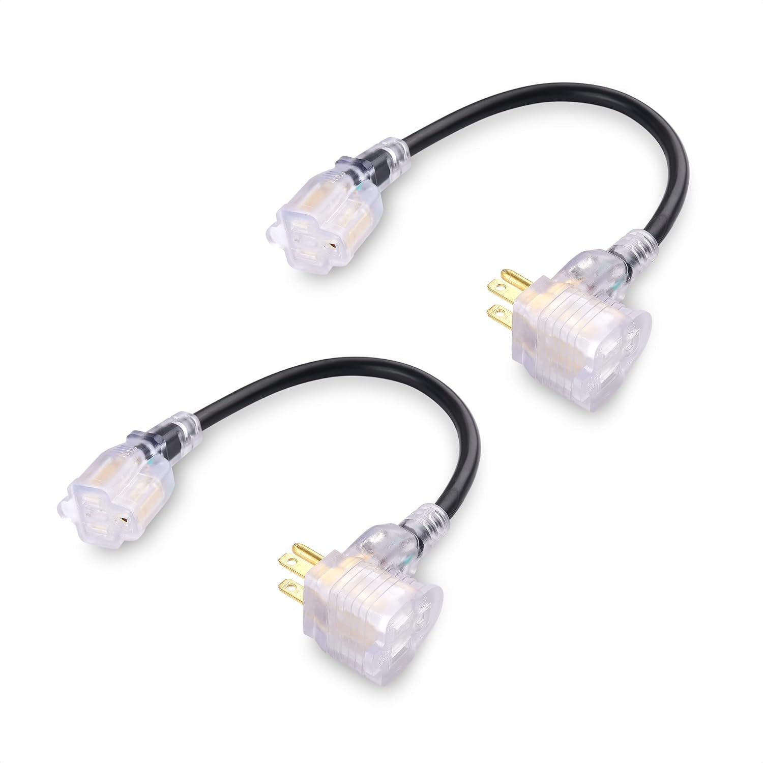 Cable Matters [ETL Listed] 2Pack 2Outlet Short Extension Cord 1 ft