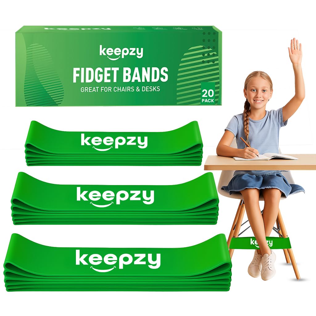 20 Pack Chair Bands, Anti Slip Chair Bands for Kids with Fidgety Feet, ADHD Chair Bands for Classroom, Desk bands for Student Desks, Sensory Chair Rubber Bands (Blue, 20 Pack)