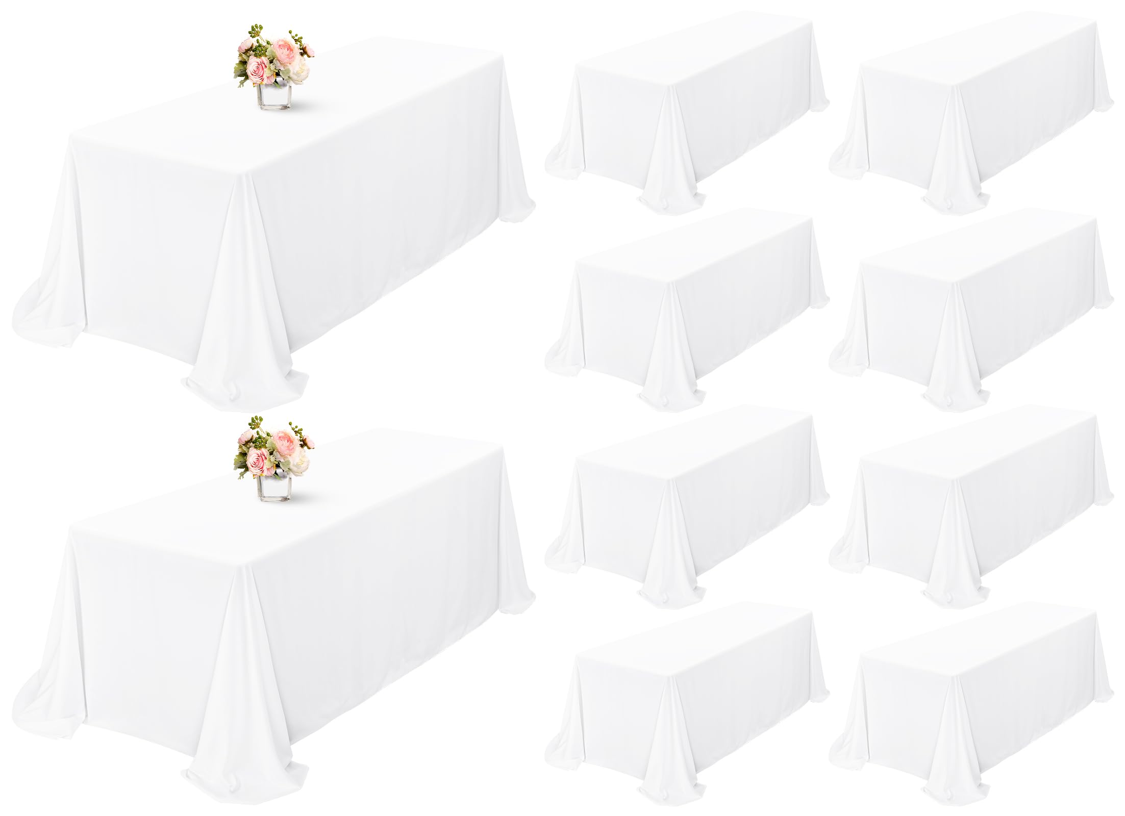 Amazon.com: Showgeous 10 Pack White Tablecloth 90 x 132 Inch, Rectangle ...