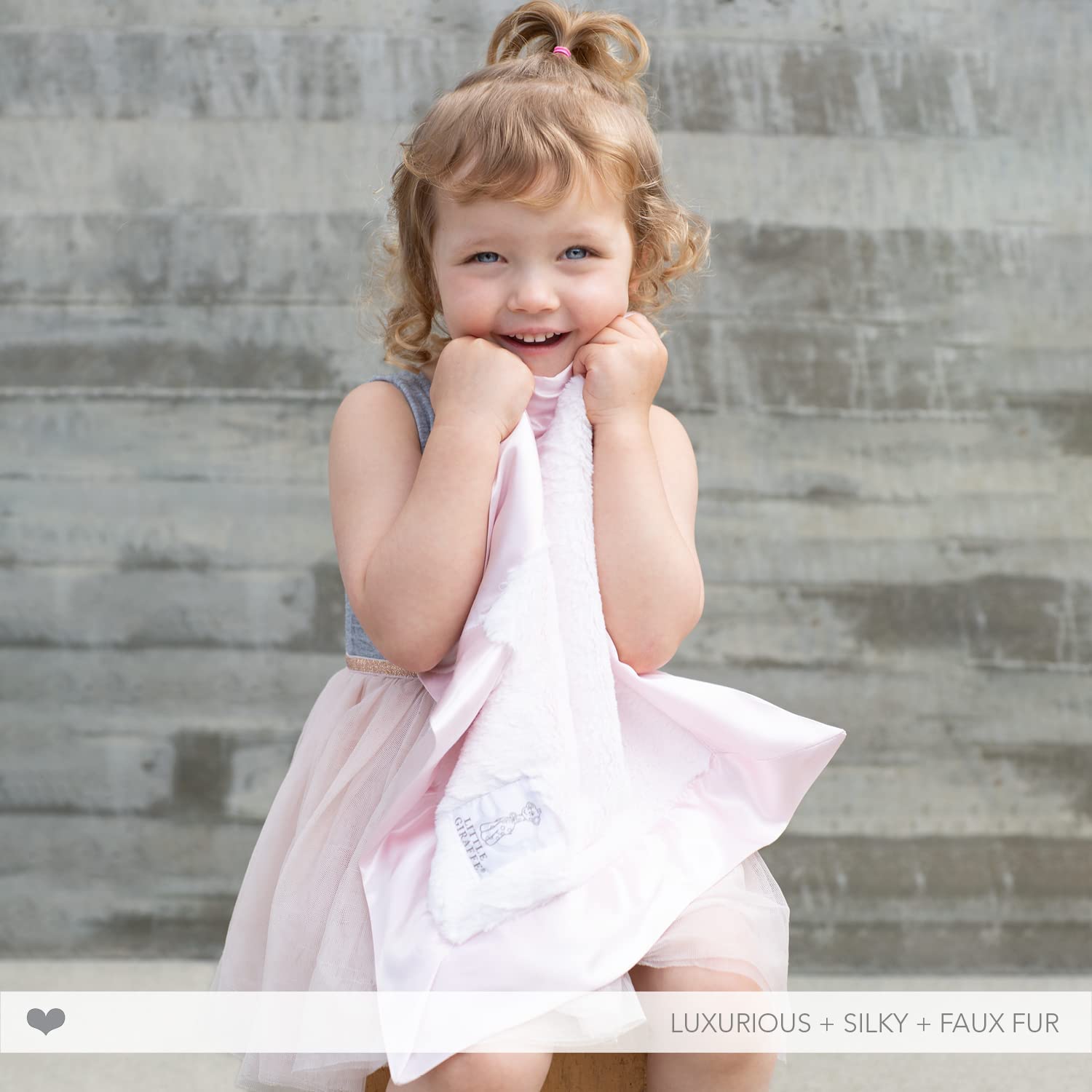 Little Giraffe Baby Blanket - Luxe Soft Blanket with Satin Trim - Baby Stroller Blanket - Newborn Baby Essentials & Baby Gifts - 17 x 17 - Dusty Pink - Image 3