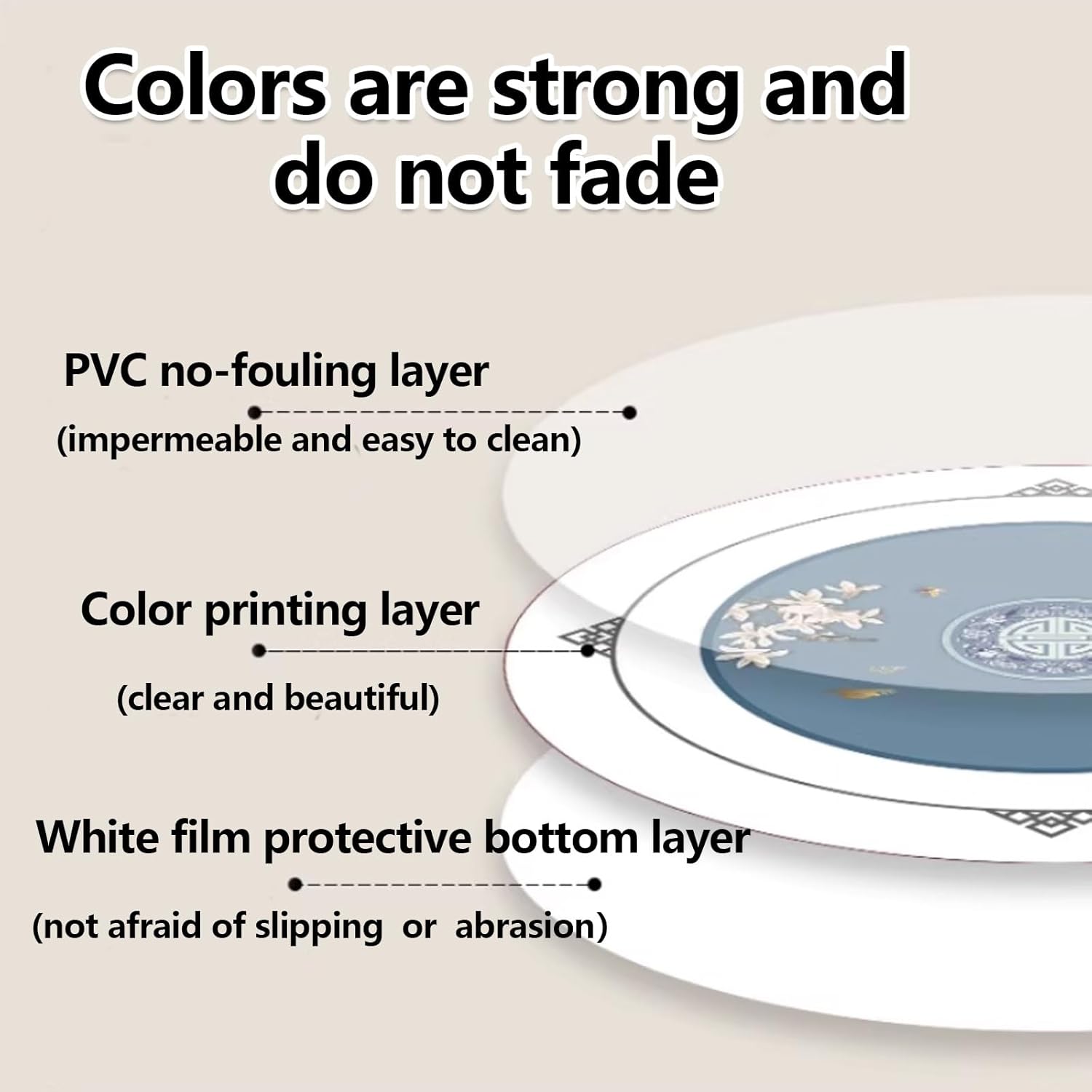 Round Chair Mat，for Hardwood Floors, 1.6mm Thick Non-Slip Floor Protector for Office Chair, Home, Kitchen, Living Room(Black,ID80cm/31.5in)