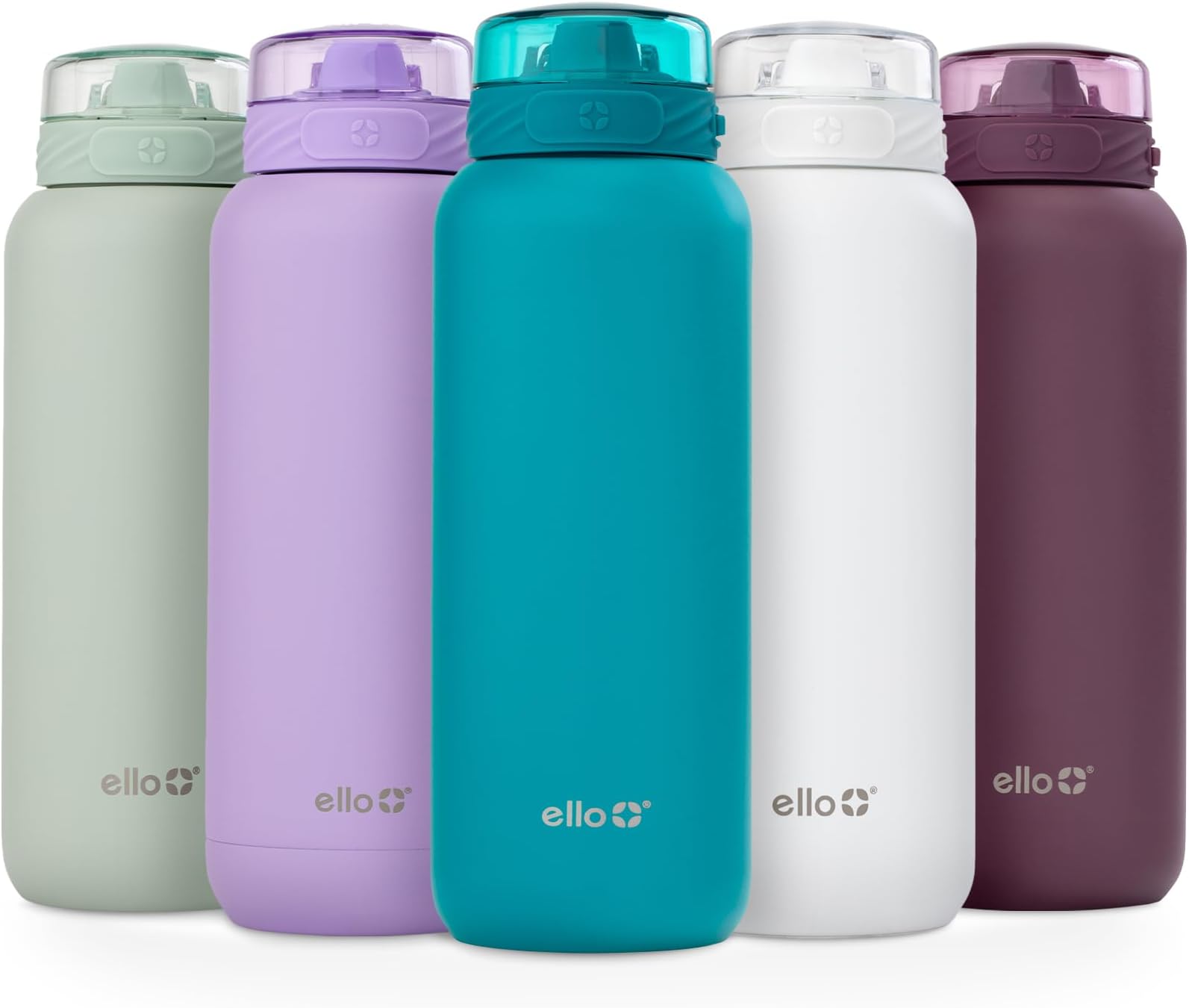 Ello Cooper 40oz Stainless Steel Water Bottle with Straw and Carry Handle, Double Walled and Vacuum Insulated Metal, Leak Proof Locking Lid with Soft Silicone Spout, Reusable, BPA Free, Antigua