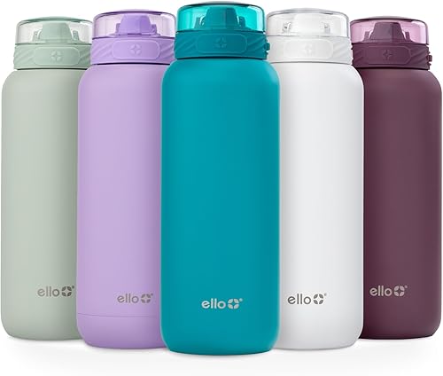 Miniatura 75 de Ello Cooper Twist - Botella de agua de acero inoxidable de 32 onzas con tapa para beber, a prueba de fugas, doble pared y aislada al vacío, lazo de