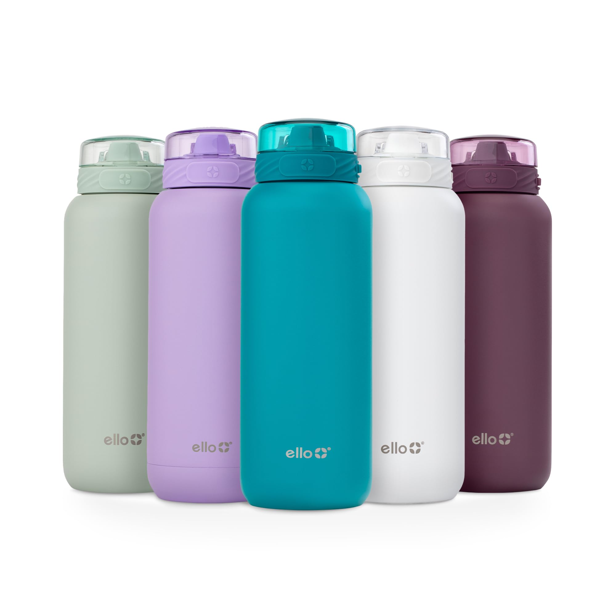 Ello Cooper 40oz Stainless Steel Water Bottle with Straw and Carry Handle, Double Walled and Vacuum Insulated Metal, Leak Proof Locking Lid with Soft Silicone Spout, Reusable, BPA Free, Antigua