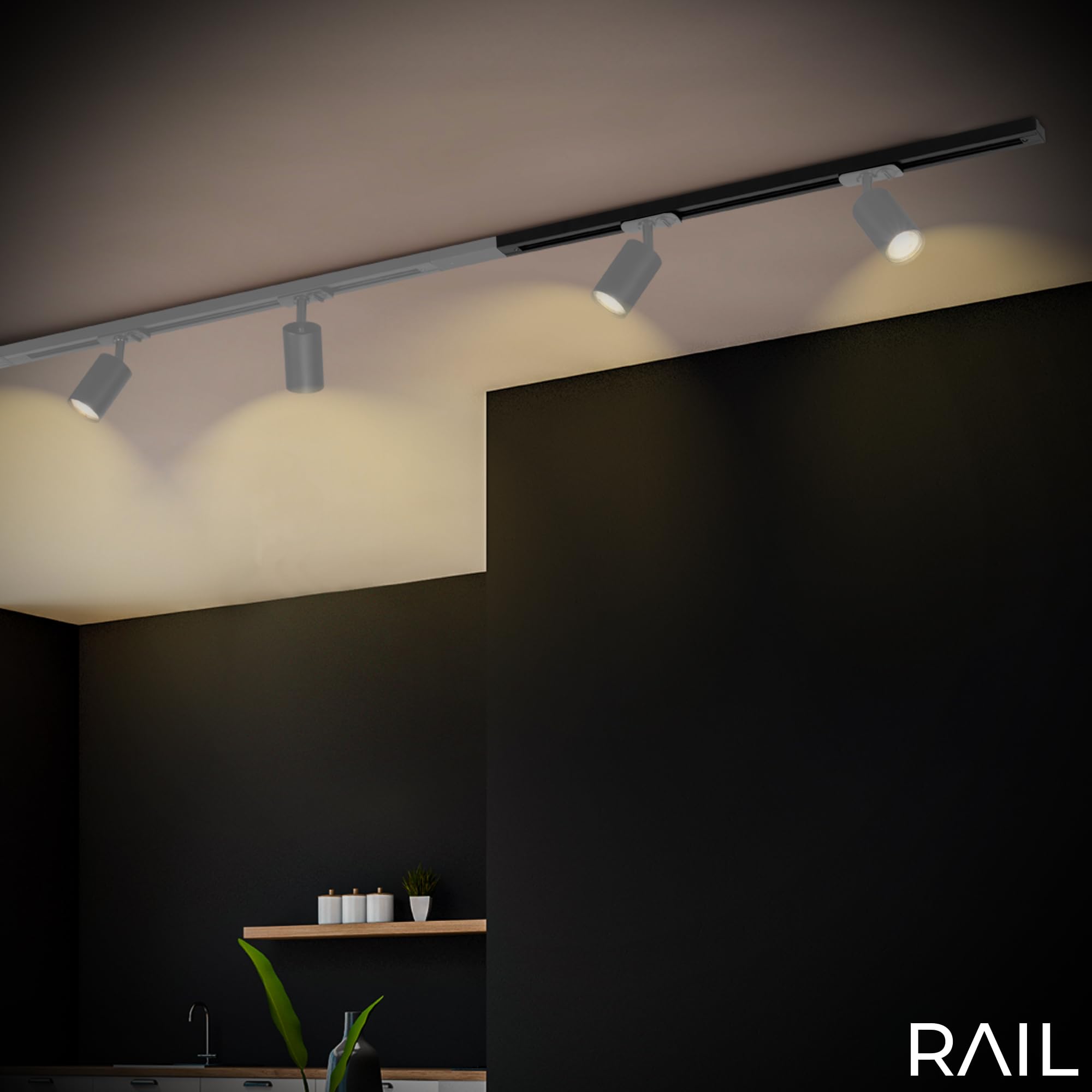 BRILONER - System szynowy Rail szyna zasilająca, akcesoria, element przedłużający, 0,75 m, czarny