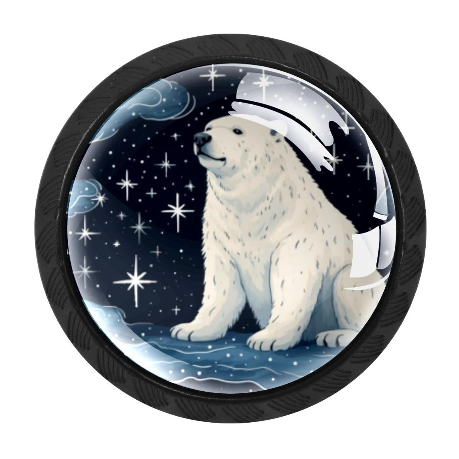 Chenzzzz Multicolored 13 Starry Polar Bear Cabinet Knobs 4 Pieces Drawer Kitchen Cabinets Dresser Cupboard Wardrobe Unique Pulls Handles