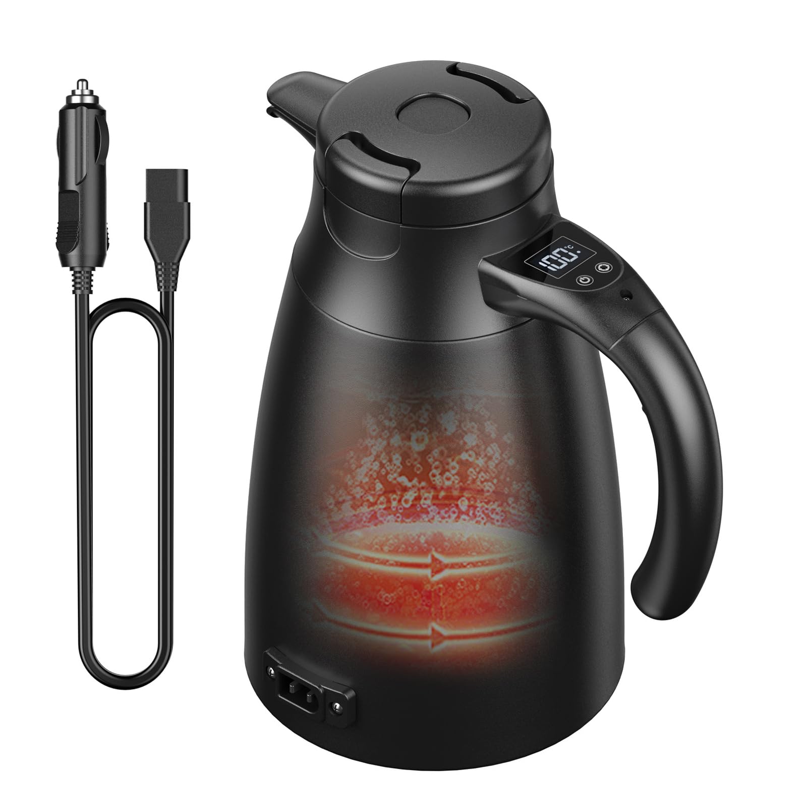 Hervidor eléctrico para coche, 12 V-24 V, 1,2 L, acero inoxidable con encendedor de cigarrillos de 12/24 V, para agua caliente, café, té, camión, viajes, camping