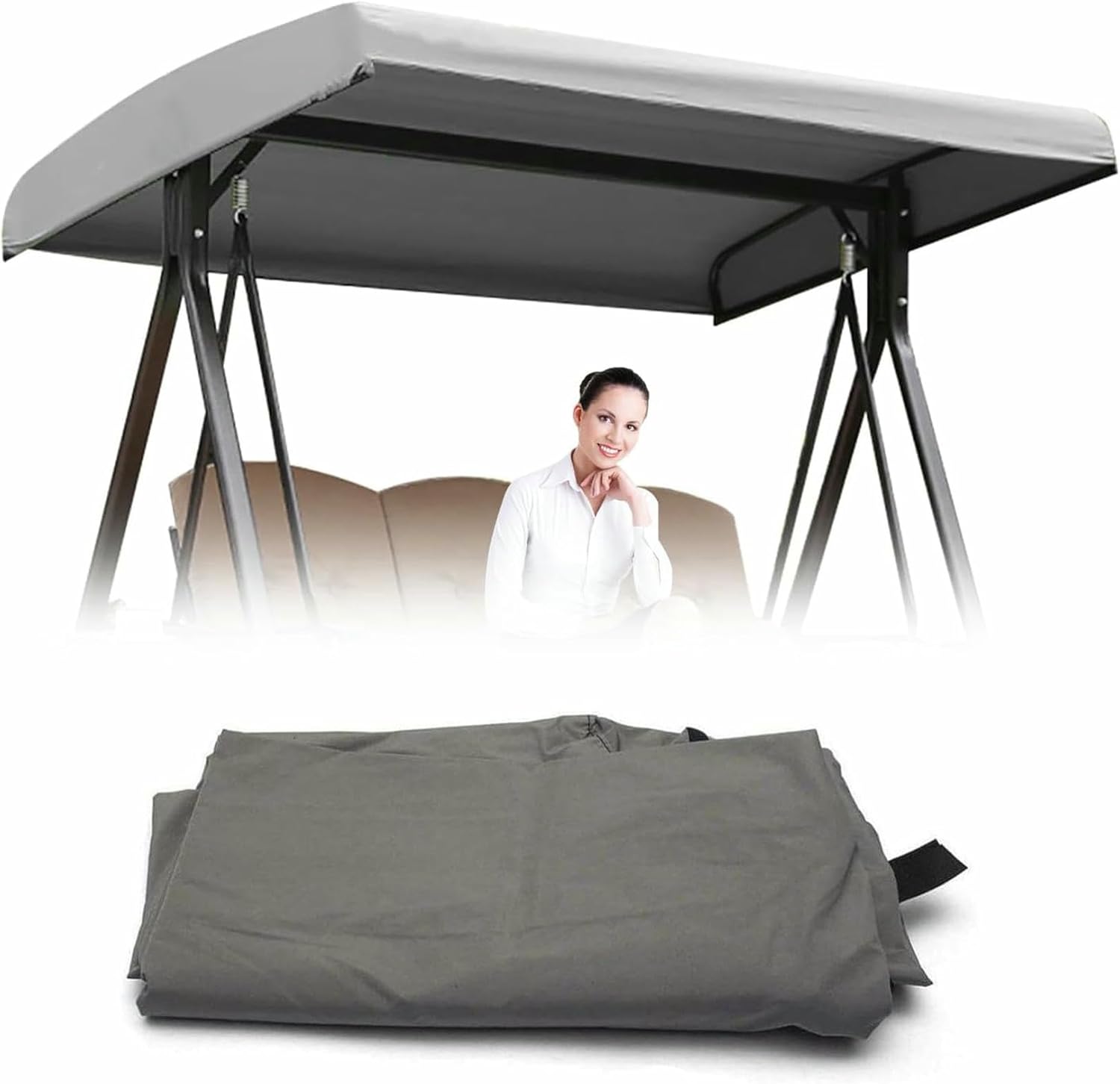 Swing Canopy Cover - Replacement Canopy for 2 Or 3 Seater Hammock, Waterproof and UV Protection, Replacement Cover for Patio Swing (Includes Replacement Tarps Only)~/