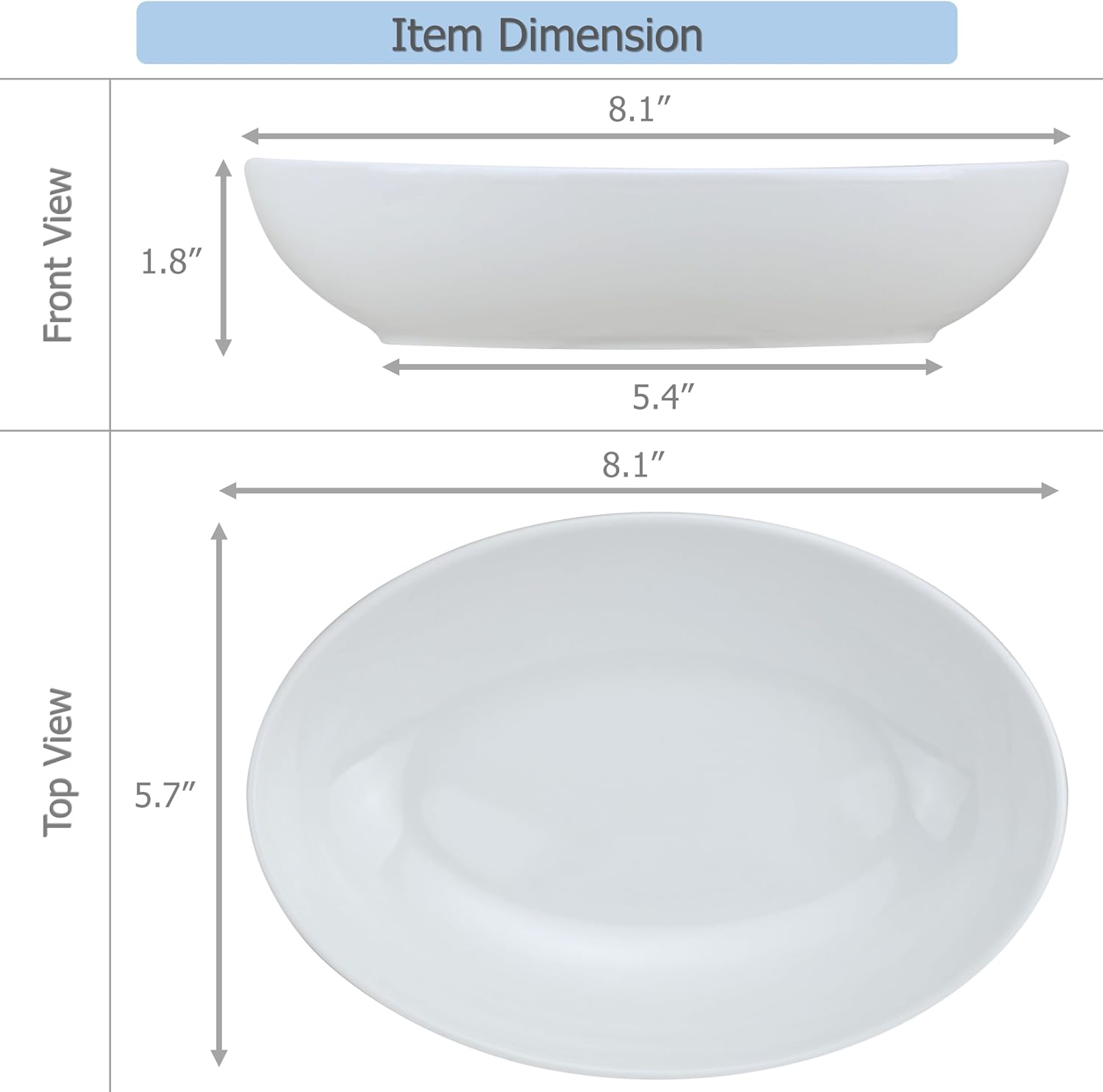 EIKS Ceramic Deep Plates Oval Shaped Dishes, Size of L8.1 x W5.7