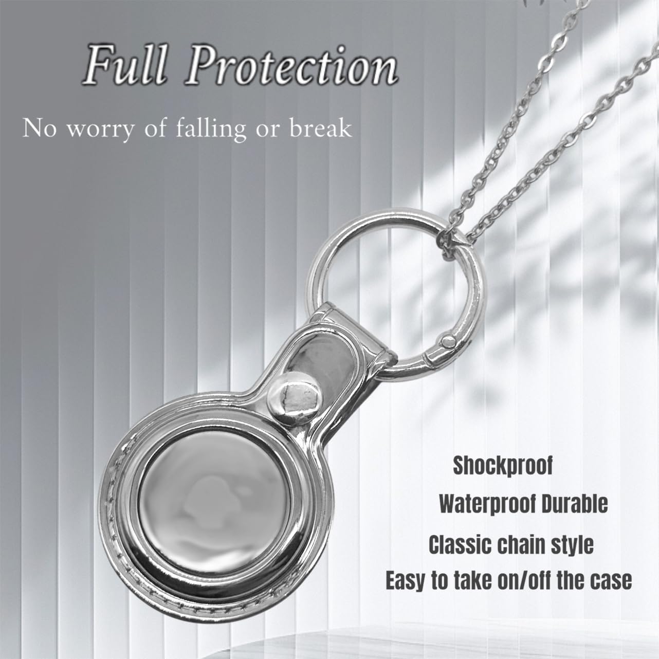 For Air tag Necklace Gold Silver Necklace Holder Chain for Adults Women Men GPS Tracker Plastic Cover Compatible with Air Tag (Silver)