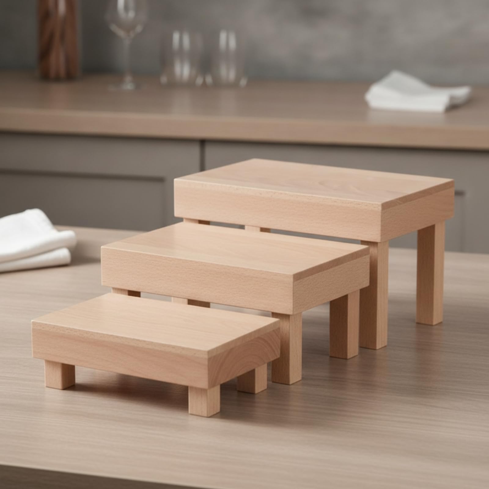 Colcolo Expositor Madera con Patas Robusto | Práctico, Madera para Alimentos, Caferías, organizadores , L