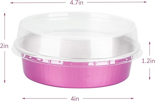 Vista 251 de Beasea Latas desechables para tartas de 4 pulgadas, paquete de 50 mini sartenes con tapas, molde de aluminio dorado de 8 onzas, moldes para tartas