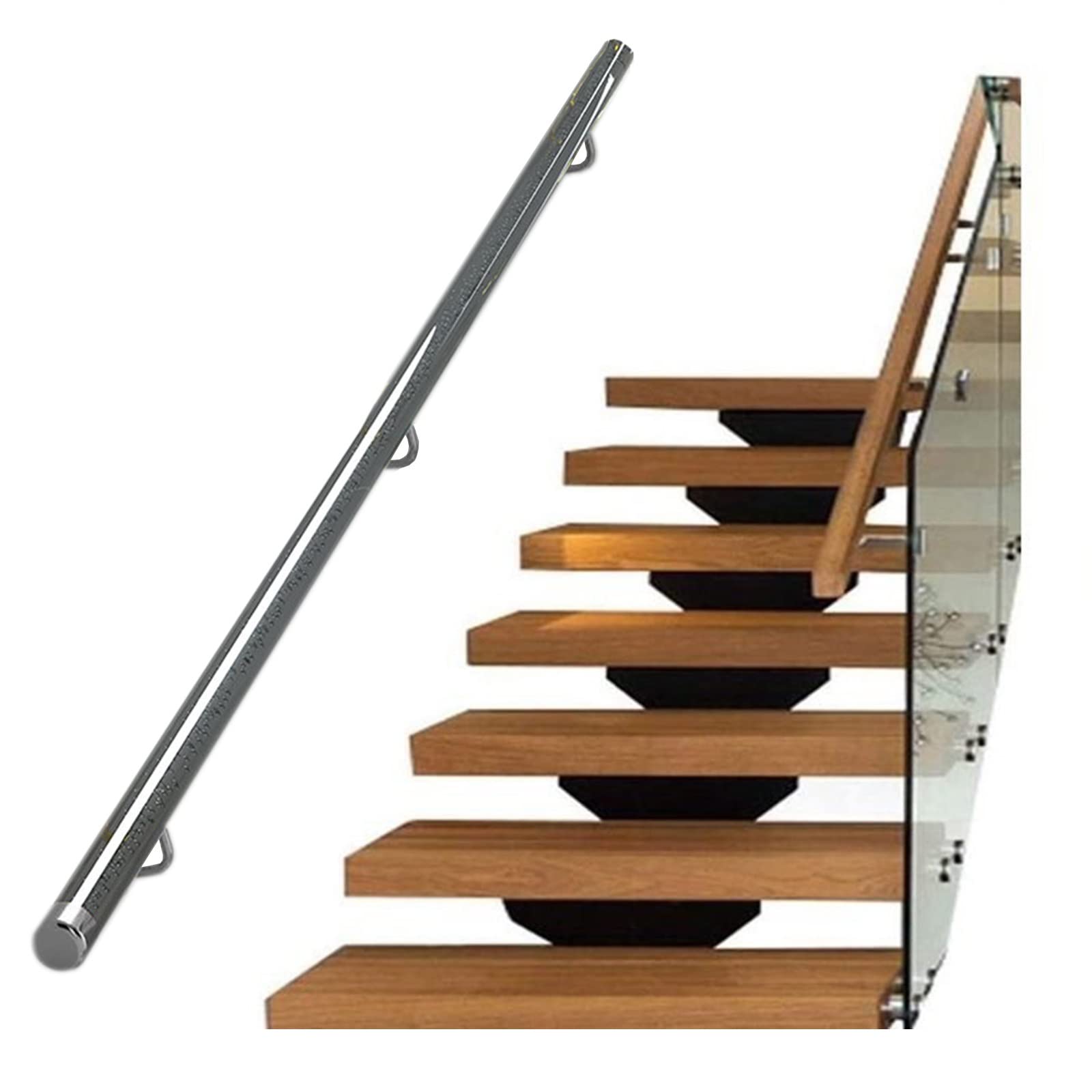 Rambarde d'escalier de grenier noire et acrylique transparent 300cm