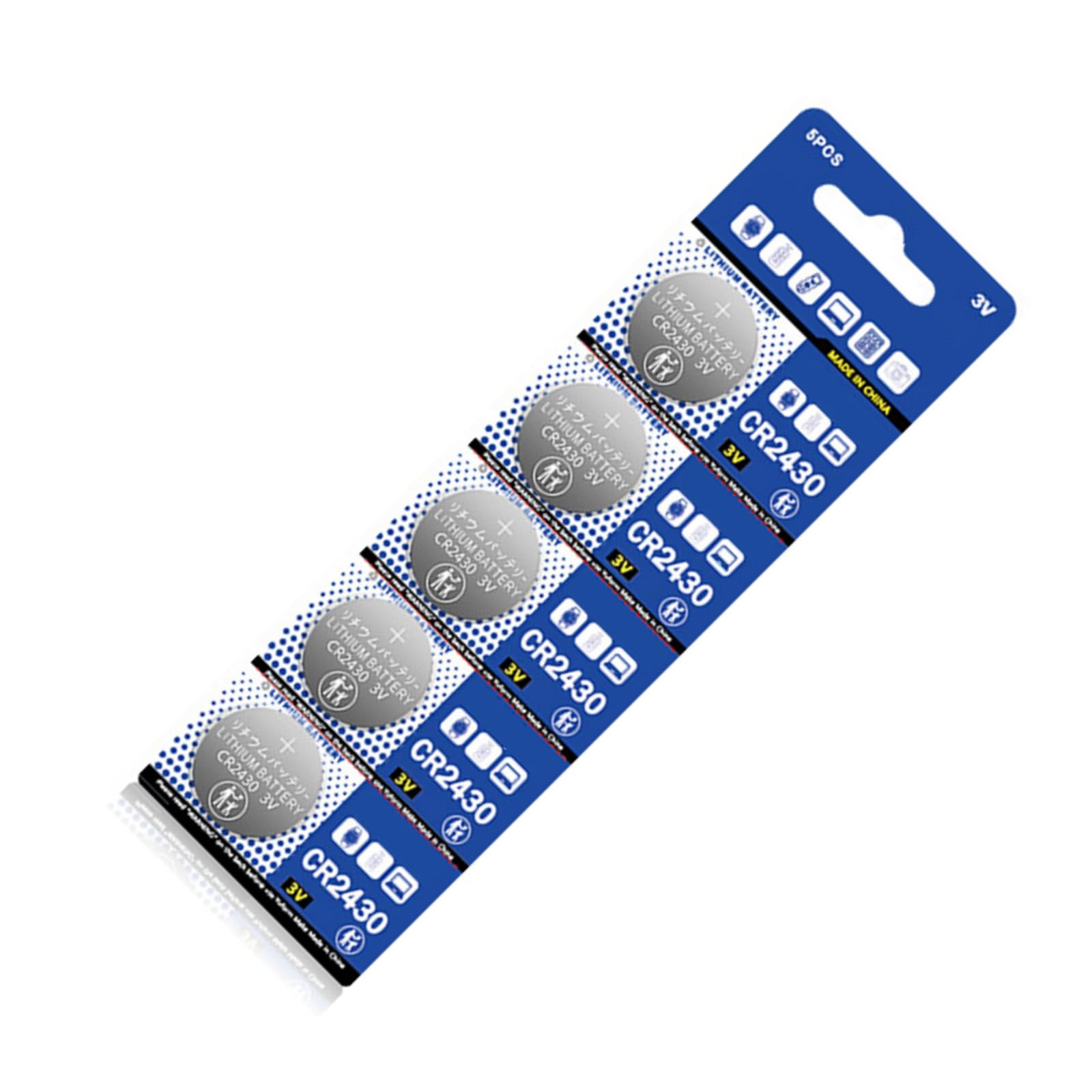 Lot de 5 piles bouton au lithium CR2430 DL2430 KL2430 KECR2430 KECR2430 3 V 270 mAh pour télécommandes et flashes jouet