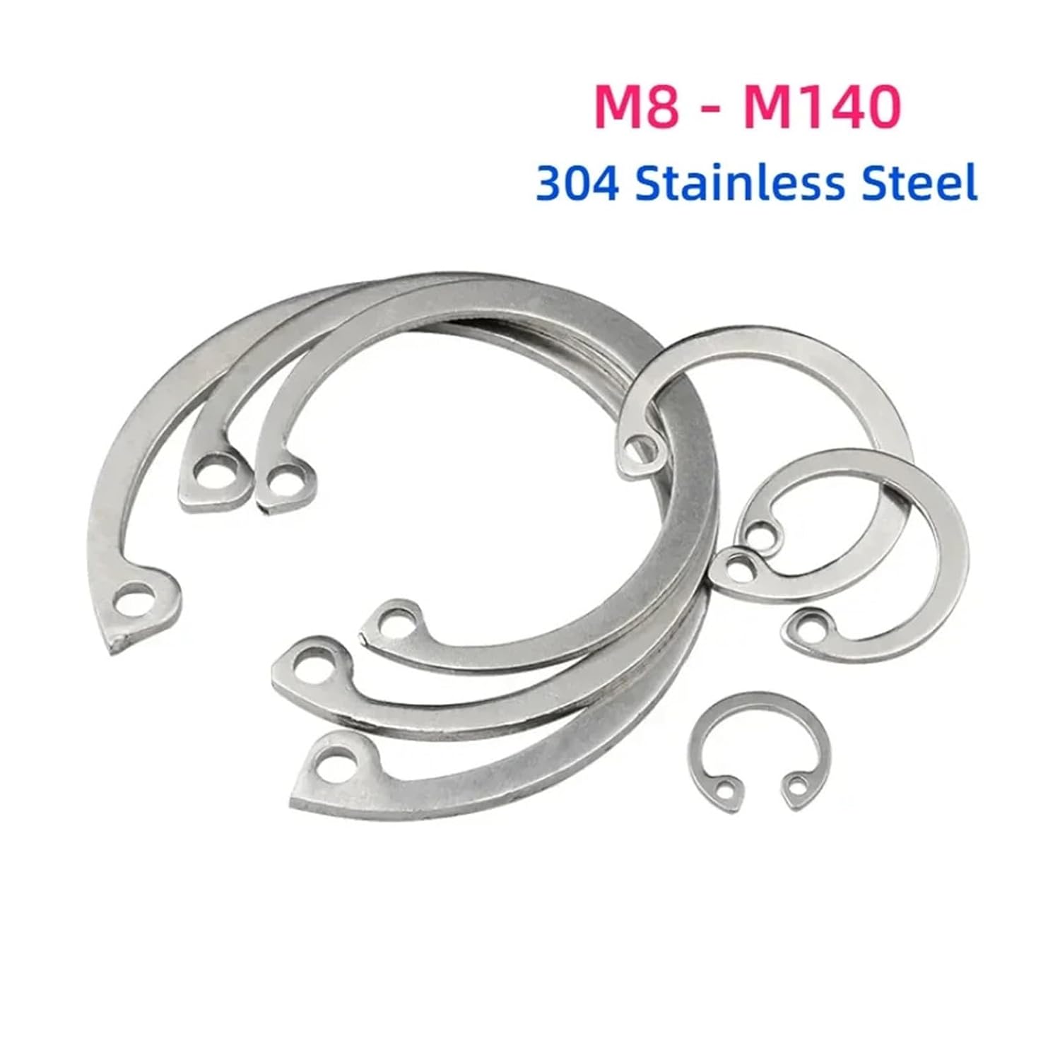 304 Stainless Steel C-Type Circlips for Hole Hole Retaining Ring Bearing Retainer Metal Internal Circlip Snap Ring M8 M9 M10-M140(M100(1pcs))