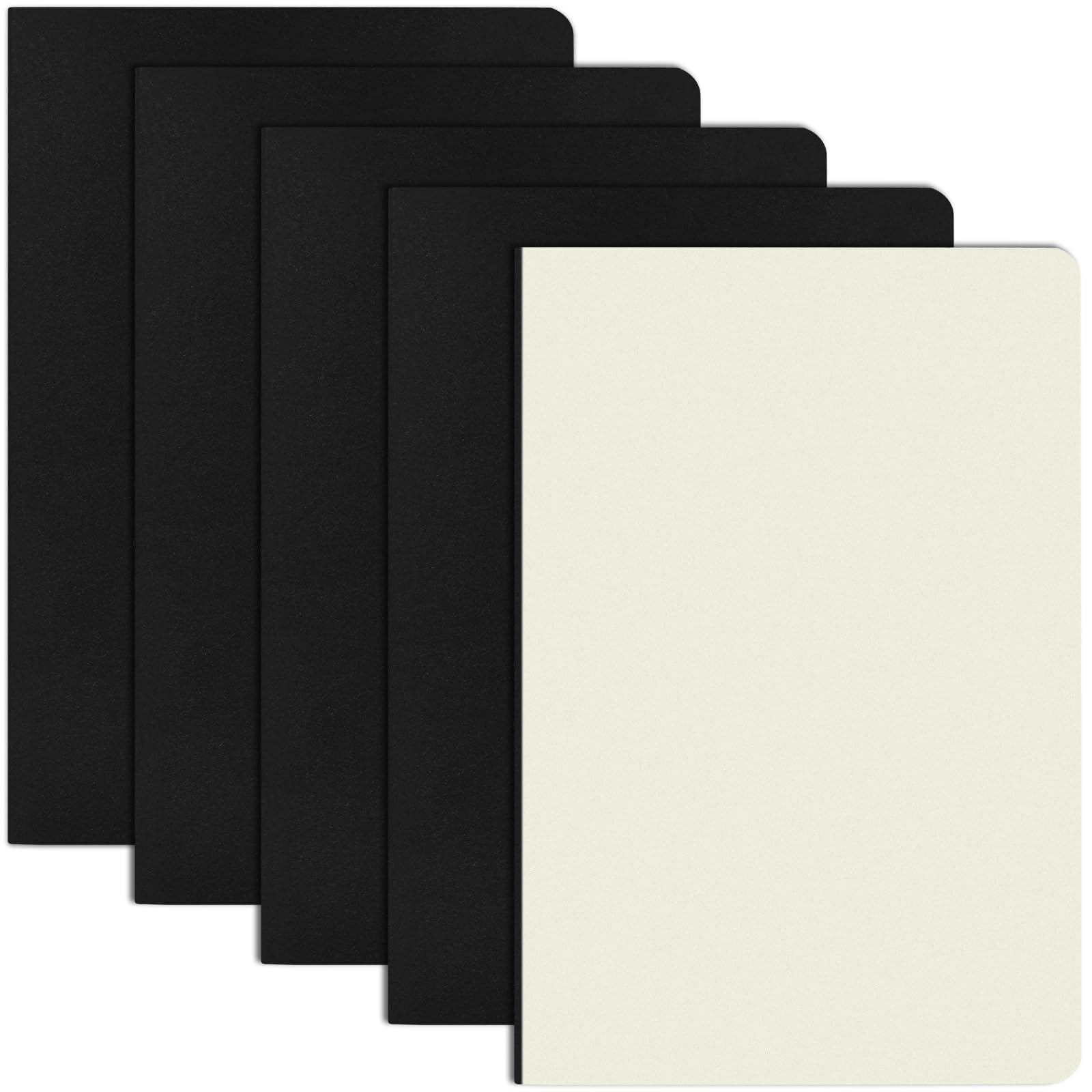 Cahiers A5 Lot de 5 Blocs Carnet de Notes Couverture Kraft Noir 60 Pages