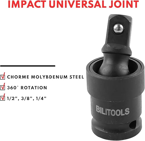 Miniatura 7 de BILITOOLS Juego de adaptadores de enchufe de 17 piezas incluye reductor, juego de enchufes universales para juntas, adaptador de taladro de 1/4"