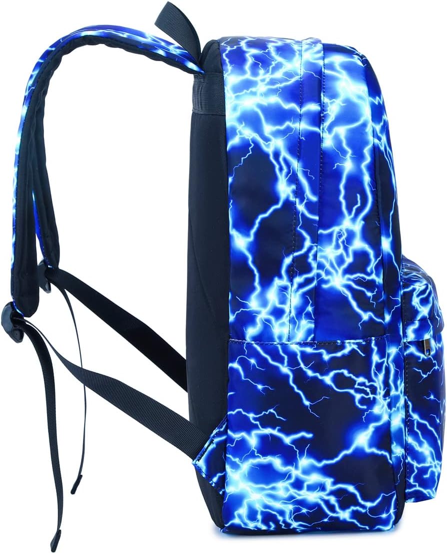 Backpack for Boy Middle School Lightning Bookbag Durable Student Teenager Sturdy Lightweight Waterproof (1-Blue) - Image 5